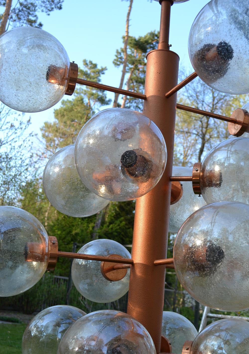Pair of Giant Sputnik Chandeliers Pendants with 16 Glass Globes, Germany, 1960s 7