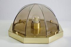 Grandi lampade da soffitto o da parete tedesche vintage in vetro e ottone 1960