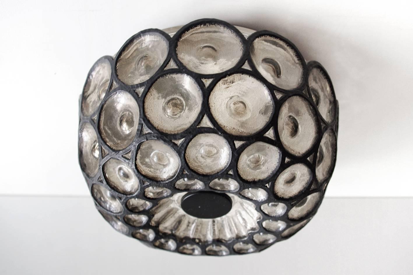 Beautiful blown glass ceiling or wall flush mount. 
Germany, 1960s.
Sockets: 1x E27 (US E26).