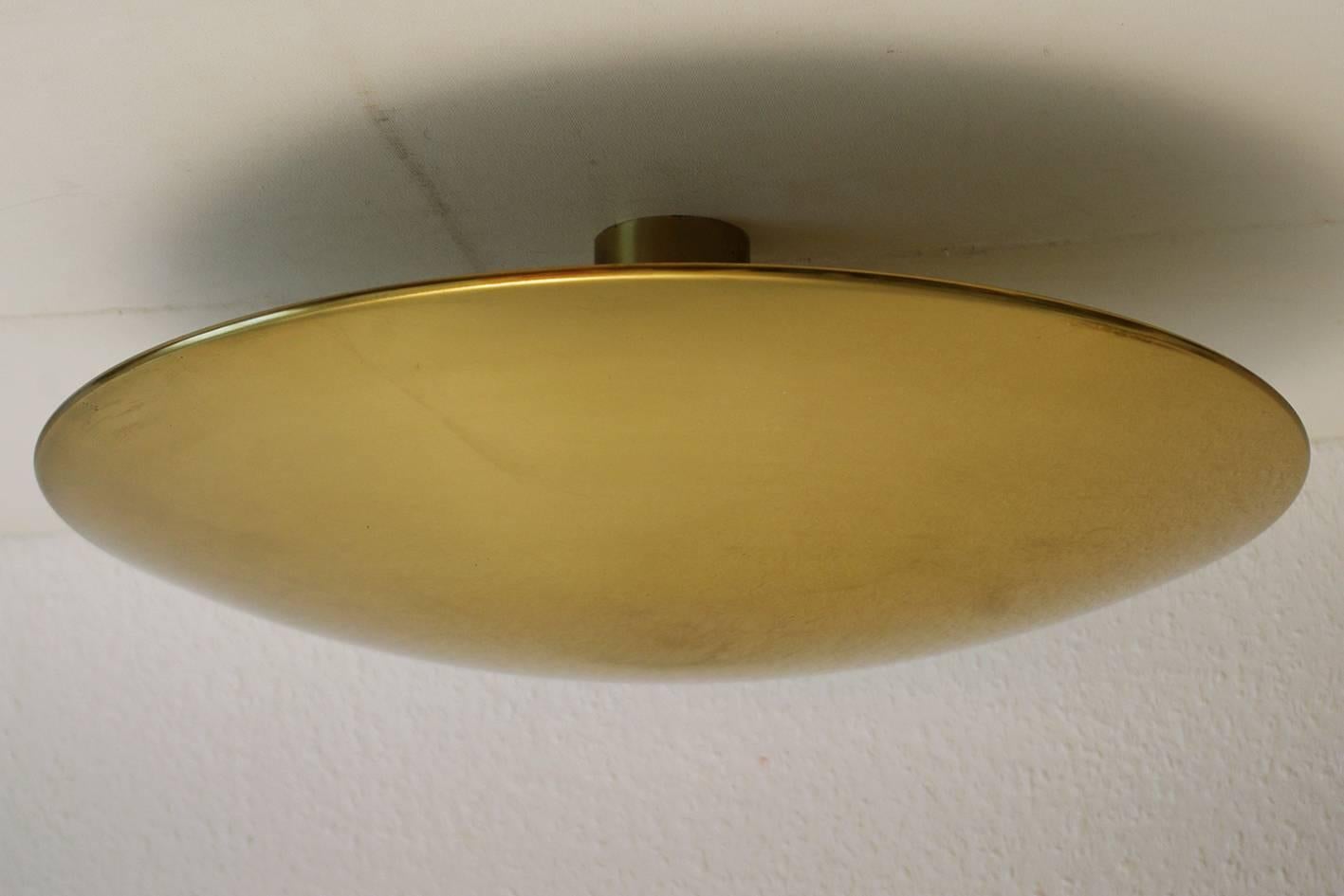 Large Solid Brass Wall or Ceiling Light Flush Mount by Florian Schulz, 1960s In Good Condition In Berlin, DE