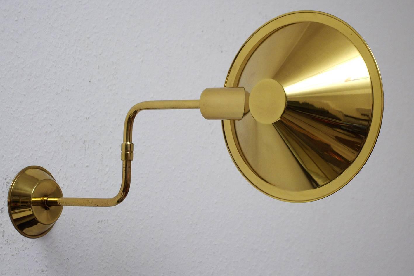 Mid-Century Modern Rare Elegant German Solid Brass Swing Arm Wall Light Sconce, 1960s