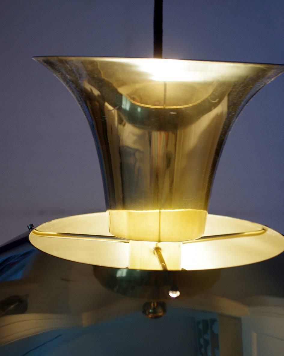 20th Century Huge and Rare Solid Brass Pendant Lamp by Florian Schulz, 1960s