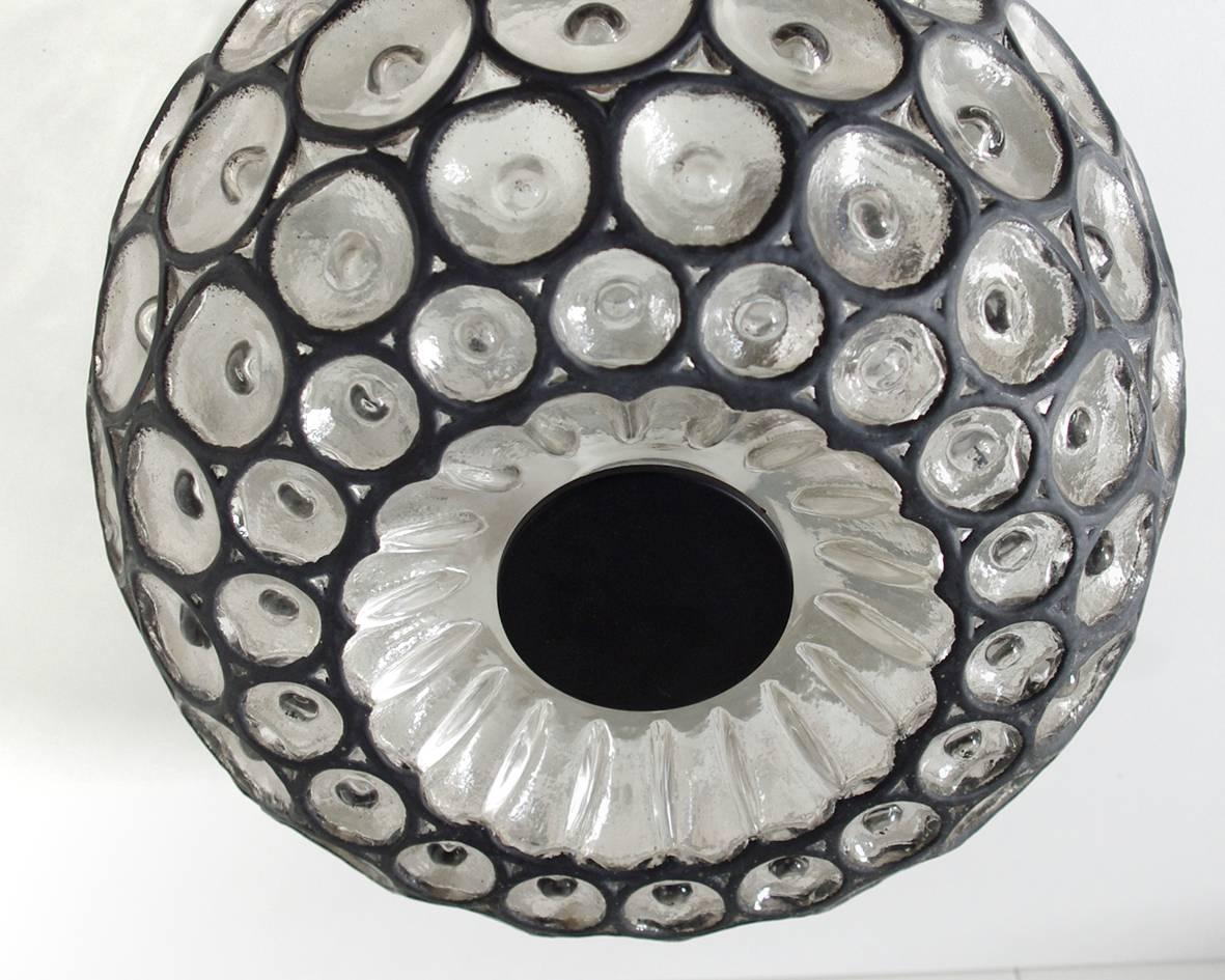 Large German Vintage Blown Glass Ceiling or Wall Light Flush Mount  1960s In Good Condition In Berlin, DE