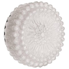 Rare German Vintage White Crystal Glass Ceiling or Wall Flush Mount, 1960s