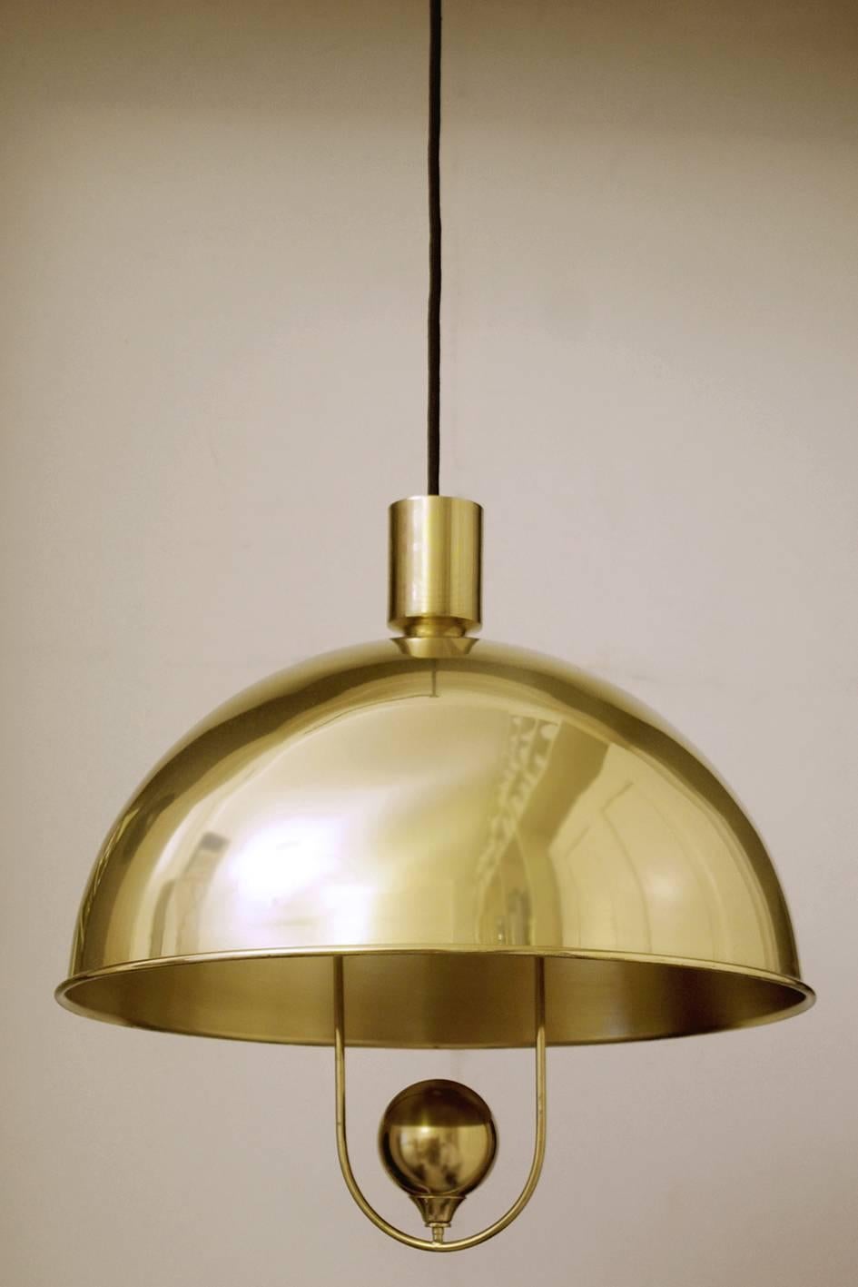 Mid-Century Modern Very Rare Brass Pendants Ceiling Lights by Florian Schulz, Germany, 1960s