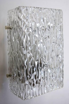 Juego de tres apliques de cristal con textura de hielo Sconces by J.T. Kalmar Austria Años 60