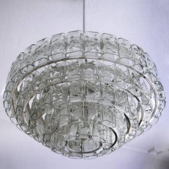 Large German Vintage Blown Glass Chandelier Pendant Ceiling Light, 1960s