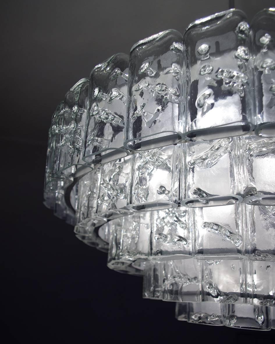 20th Century Large German Vintage Blown Glass Chandelier Pendant Ceiling Light, 1960s For Sale