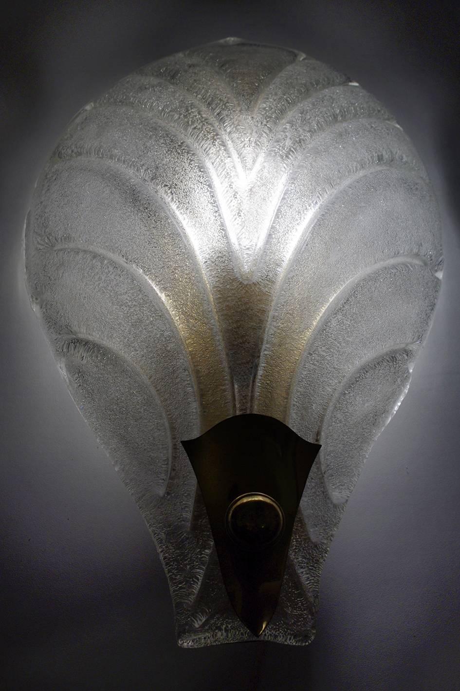 Pair of Large Murano Glass Wall Lights Sconces, 1960s In Good Condition For Sale In Berlin, DE