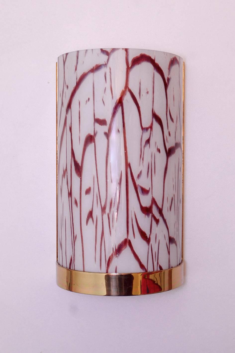 20th Century One of.. Mid Century Vintage Murano Glass and Brass Wall Light Sconce, 1960s For Sale