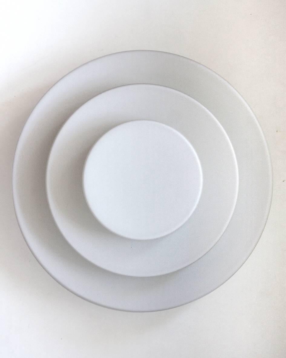 Dutch One of... Large Minimalist White Glass Flush Mounts Ceiling or Wall Light, 1960s For Sale