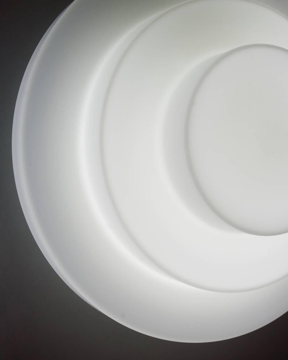 20th Century One of... Large Minimalist White Glass Flush Mounts Ceiling or Wall Light, 1960s For Sale