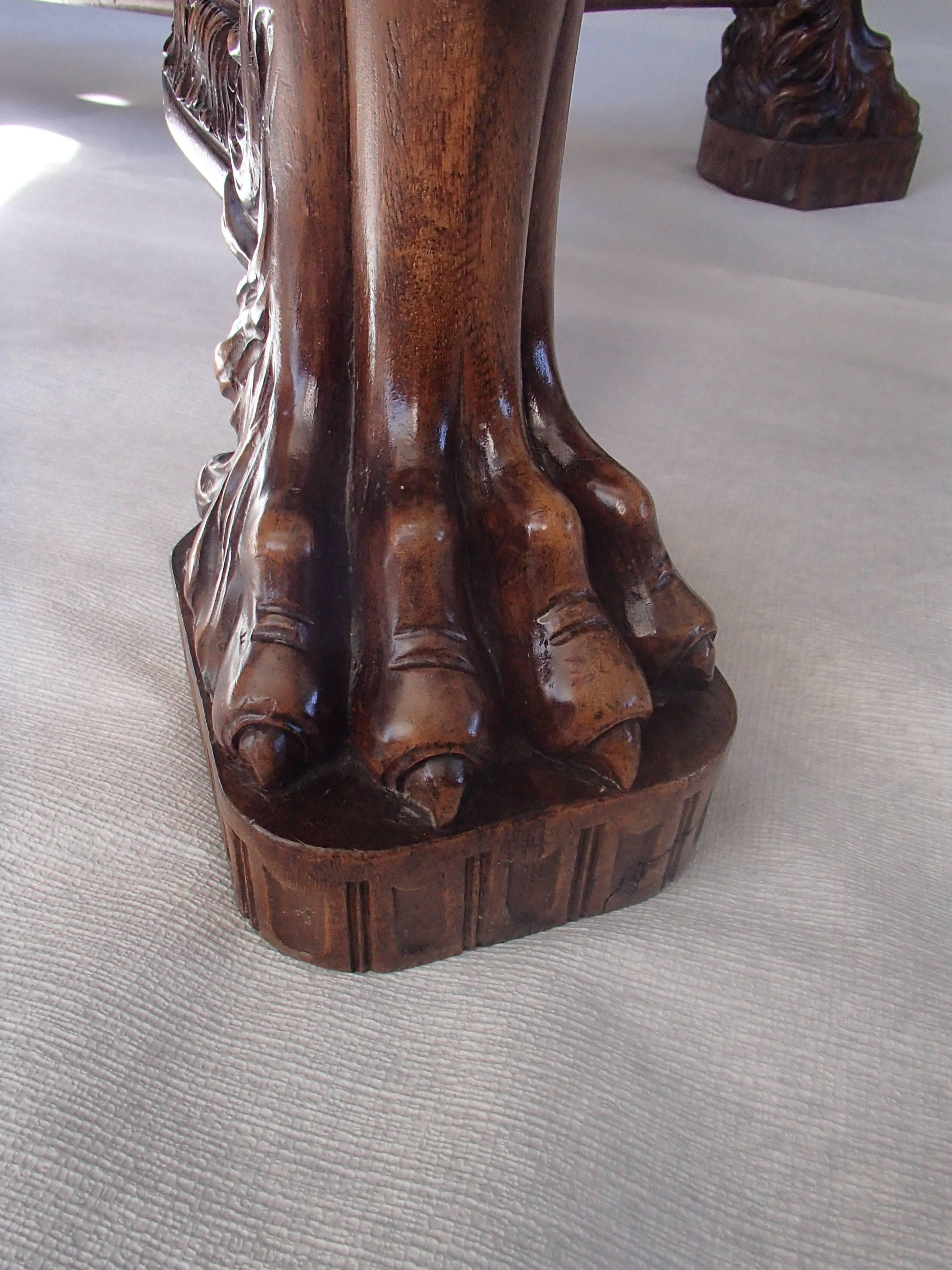 Gothic 19th Century Mahogany Oval Dining Table, Extensible up to 6 meters Sculpted Legs