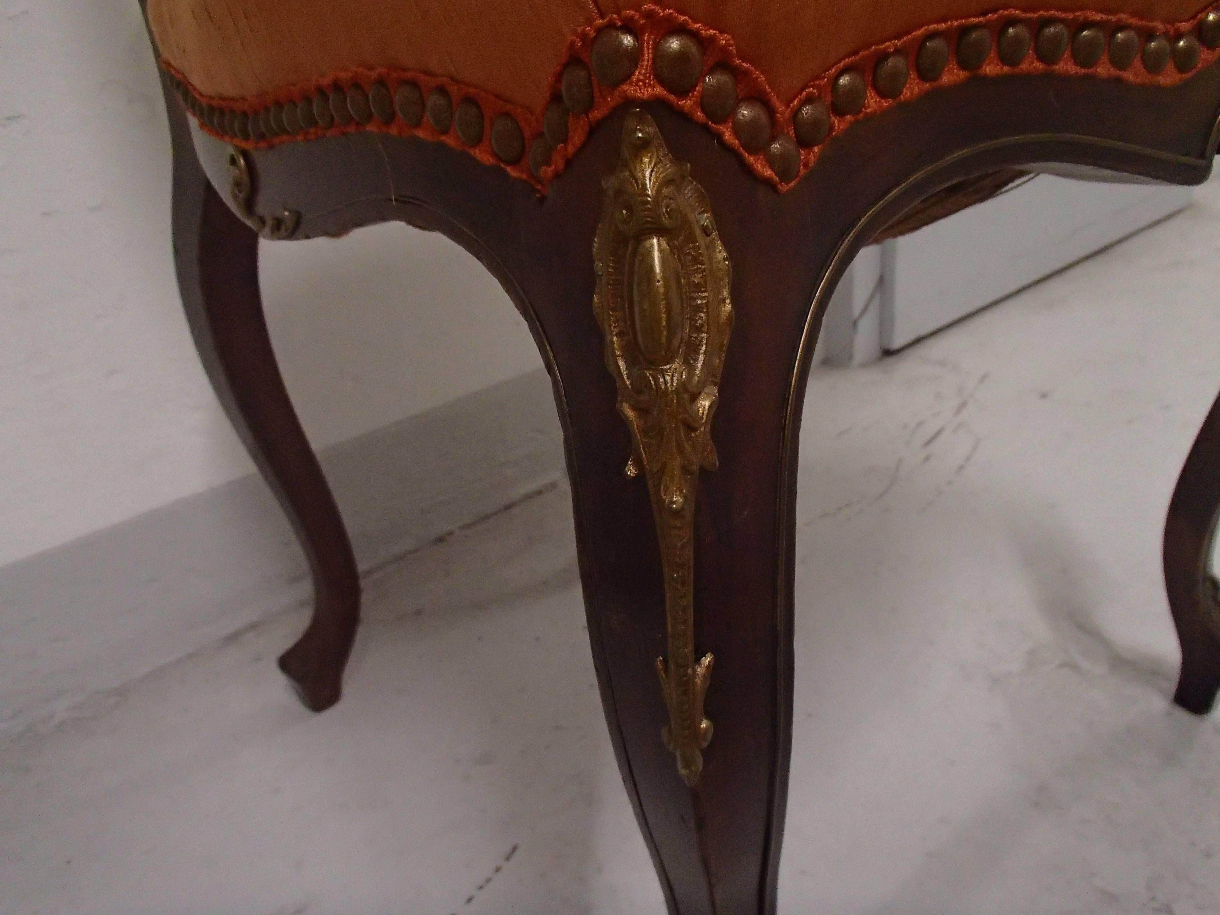 Pair of Early Art Nouveau Butterfly Chairs Inlays and Brass 1