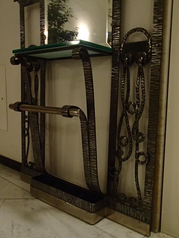 Wrought Iron Wardrobe with Mirror and Umbrella Stand For Sale at 1stdibs