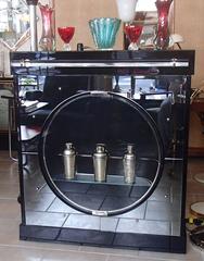1930 Mirrored Bar Drink Cabinet with Rotatable Bull Eye Door