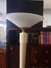 1940 Floor Lamp Ivory Lacquered Sable Glass Shade