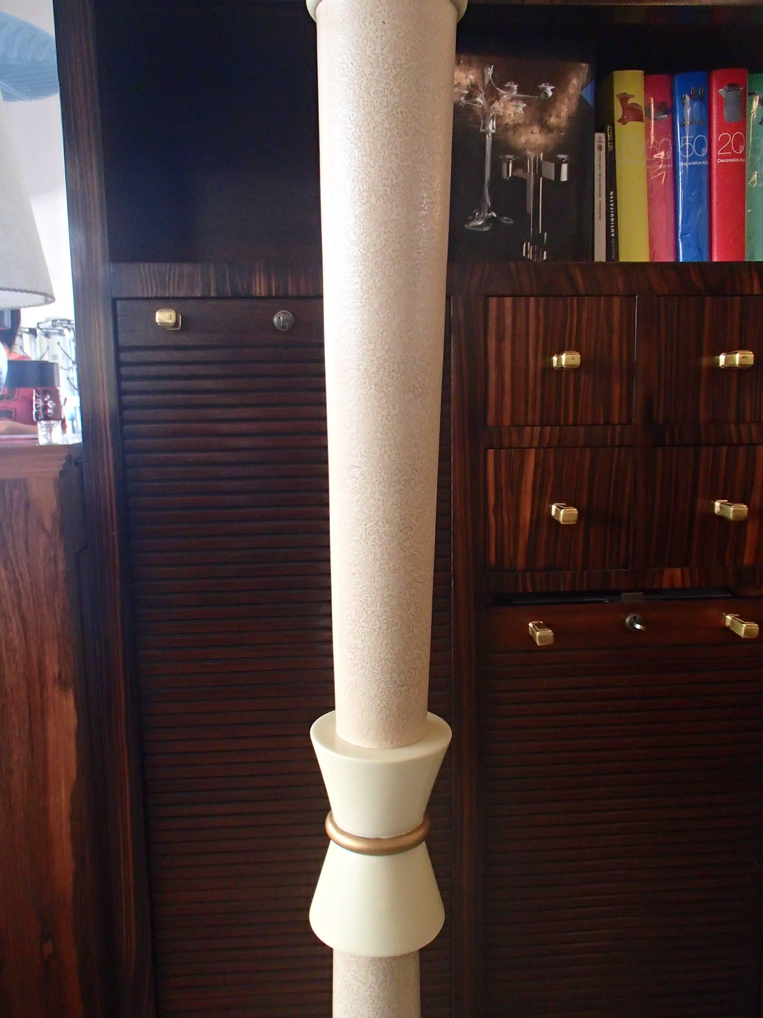 1940 Floor Lamp Ivory Lacquered Sable Glass Shade For Sale 3
