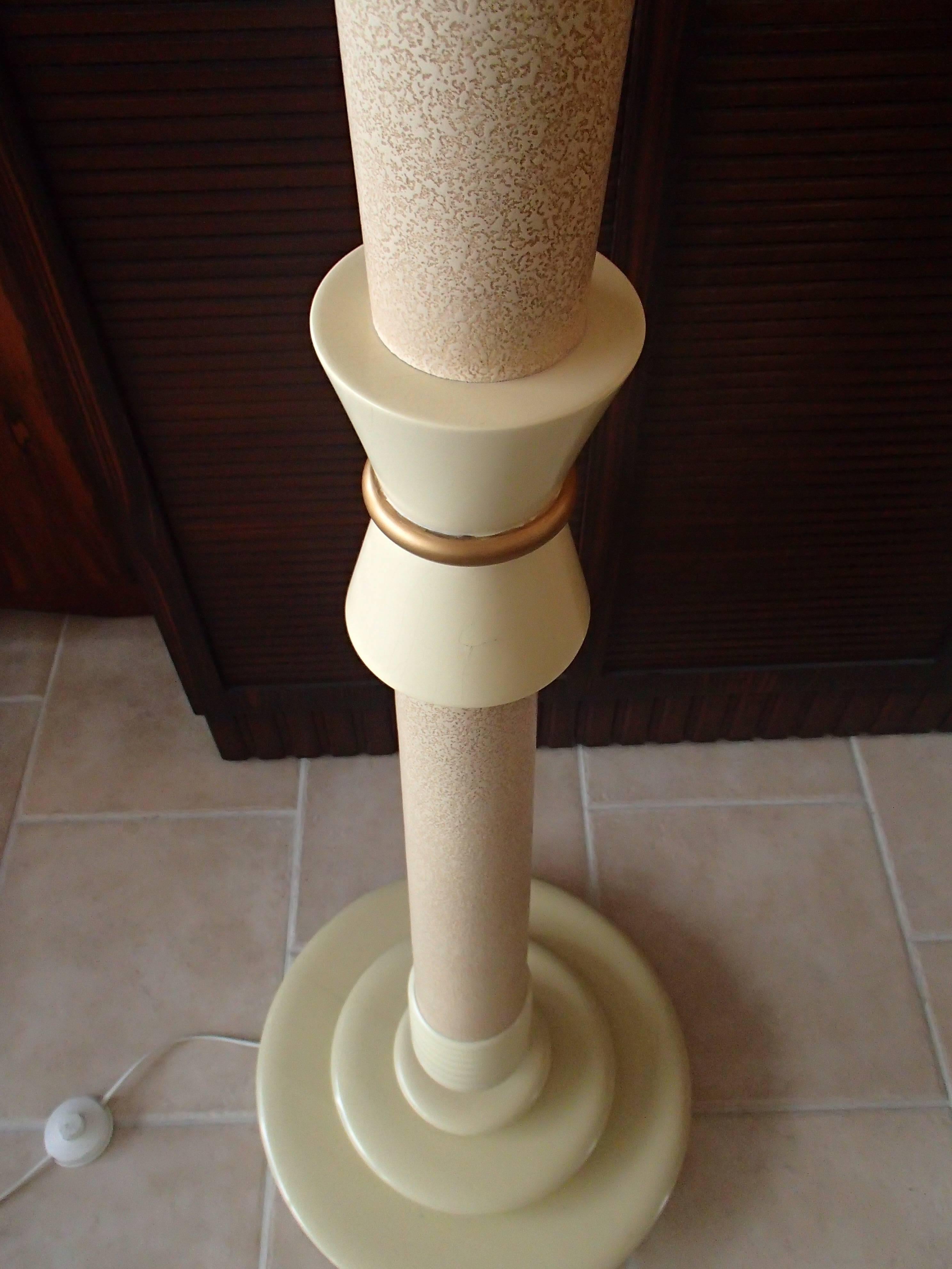 1940 Floor Lamp Ivory Lacquered Sable Glass Shade For Sale 4