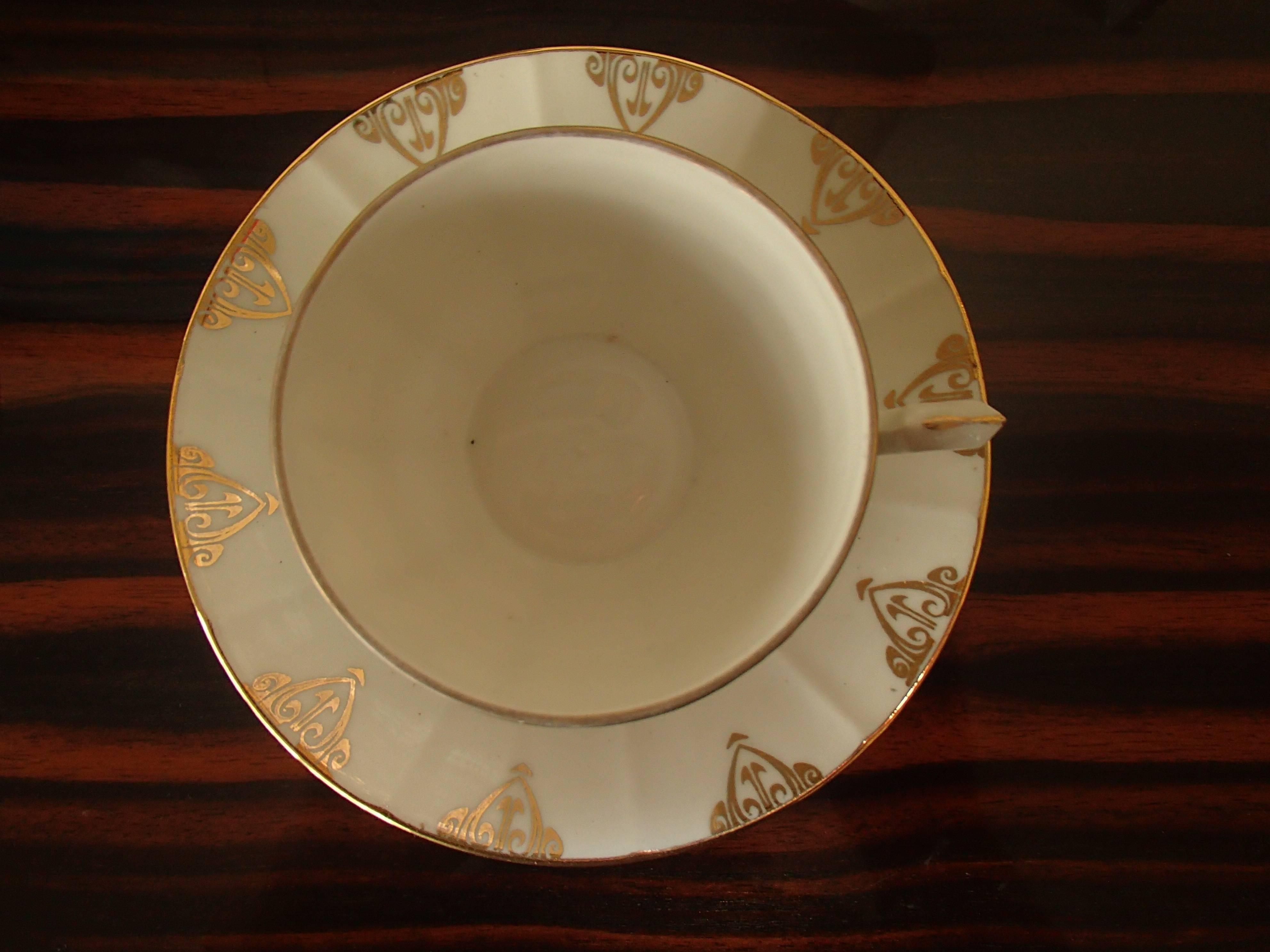 19th Century Art Nouveau Porcelain Teeset for Eight Persons M&S, France 3