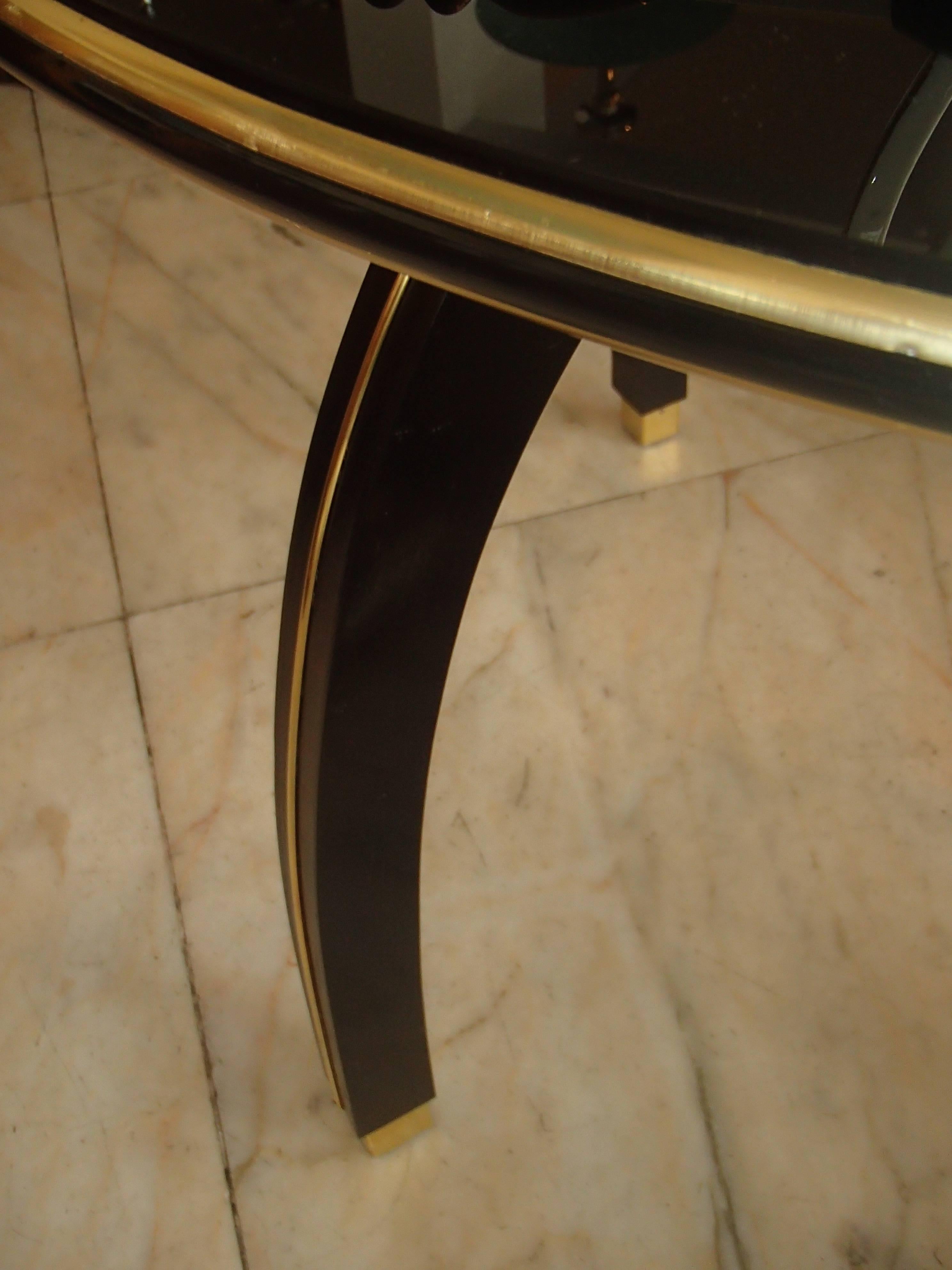 Mid-Century Modern Huge Black Round Glass Side Table in the style of Jindrich Halabala For Sale