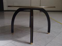 Huge Black Round Glass Side Table in the style of Jindrich Halabala