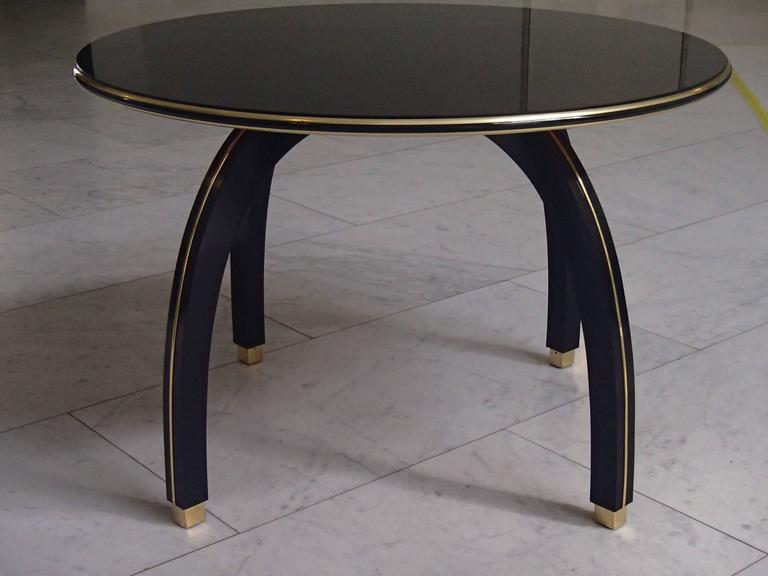 Huge Black Round Glass Side Table by Jindrich Halabala For Sale at 1stDibs