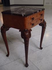 19th Century Chest of Drawers Side Table Marble-Top Carved Legs