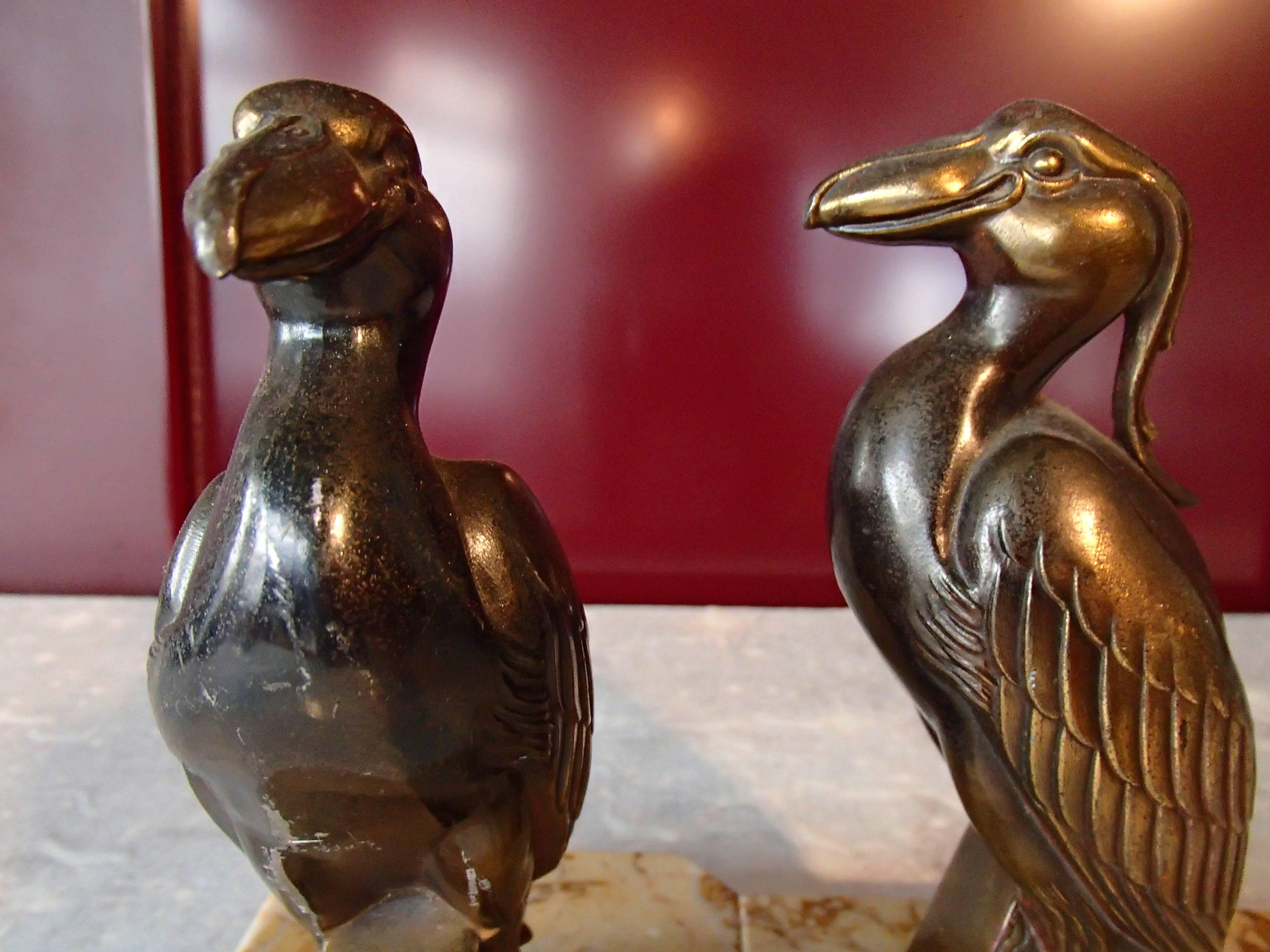 French Pair of Art Deco Bronze Bird Bookend by Jamar For Sale