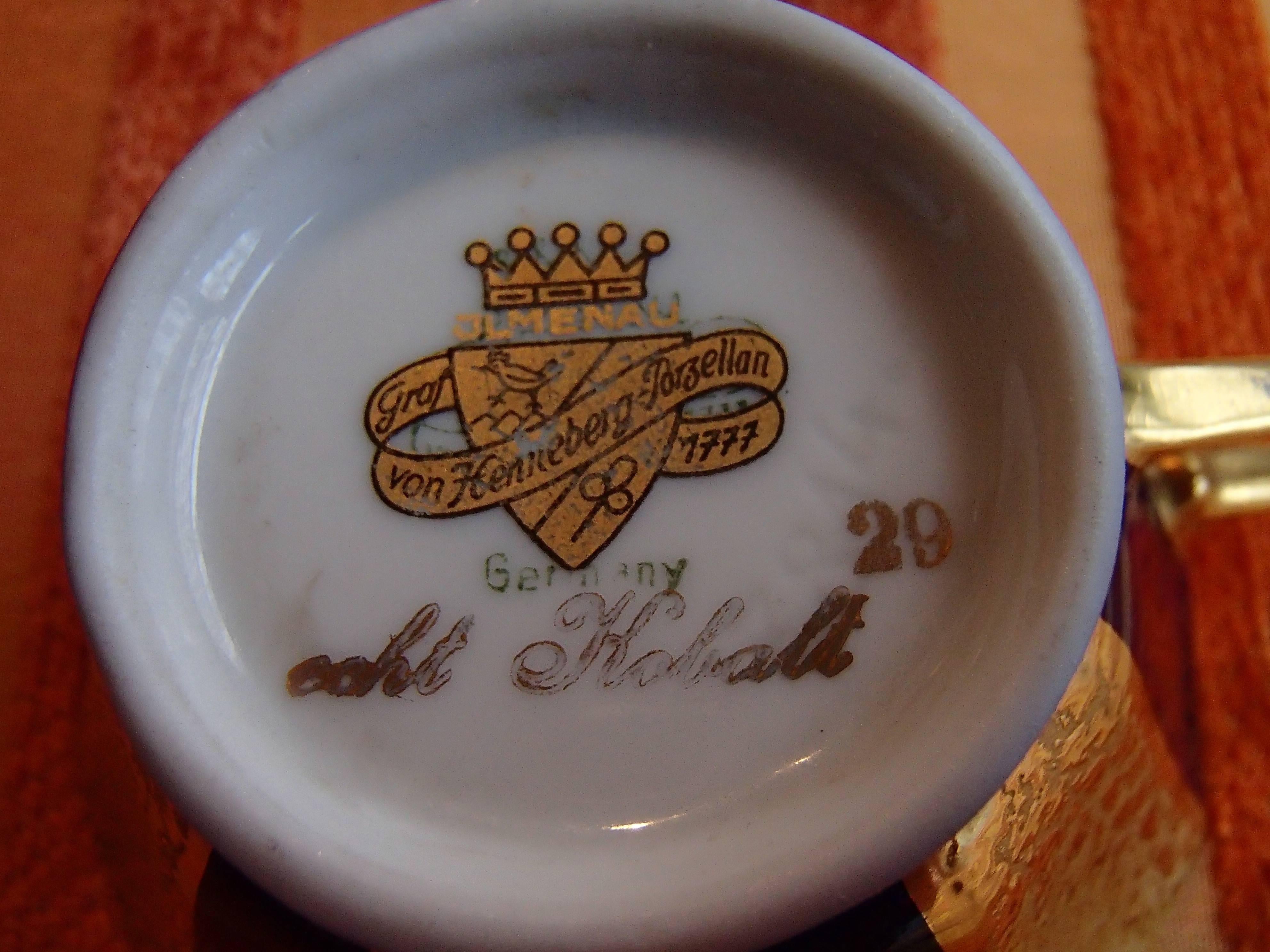 Baroque 20th Century Coffee Cup Cobalt Blue/Gold Graf Von Henneberg  For Sale
