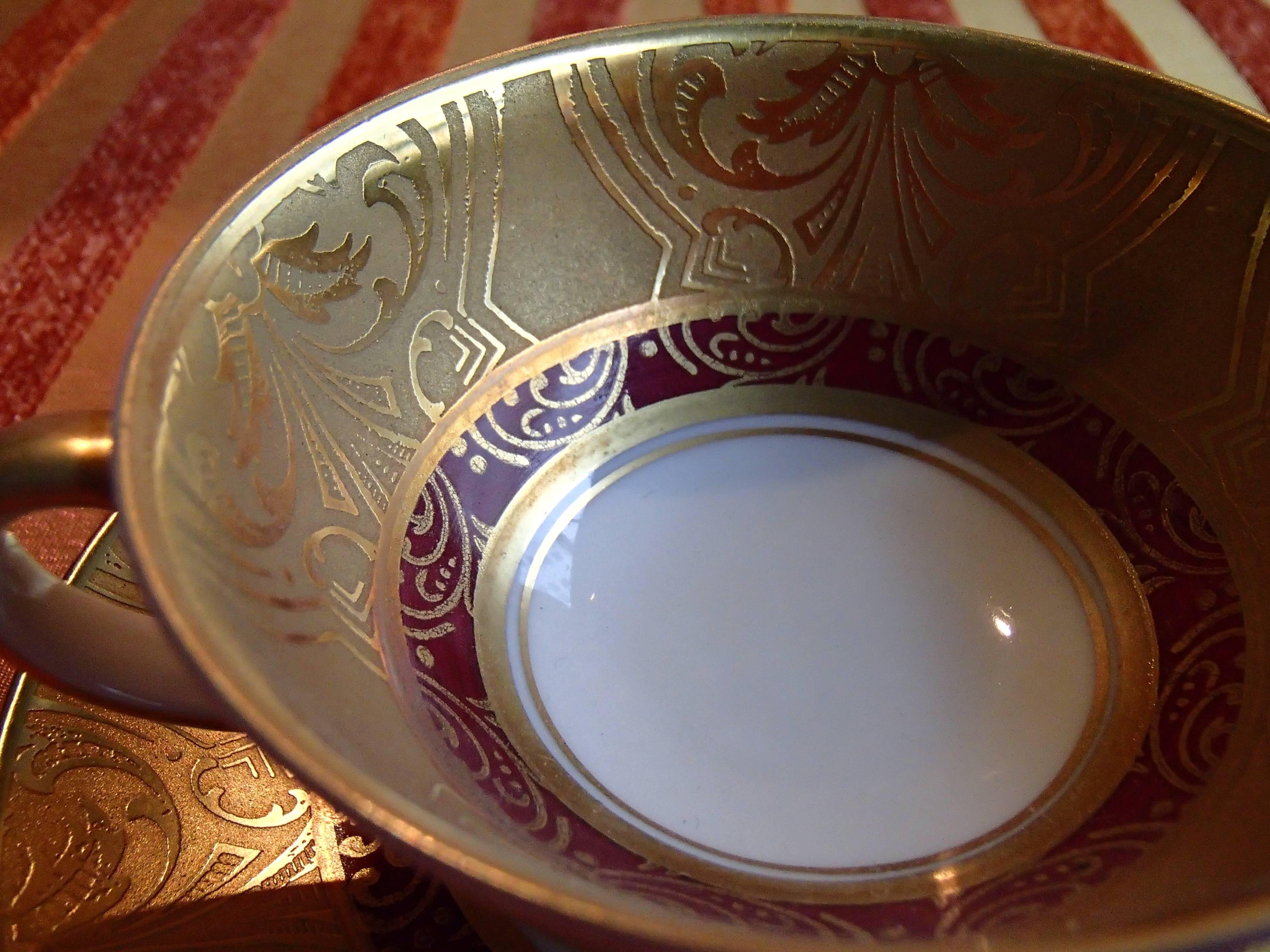 20th Century Coffee Cup TRETTAU Bavaria Real Gold Acid In Excellent Condition For Sale In Schöfflisdorf, CH