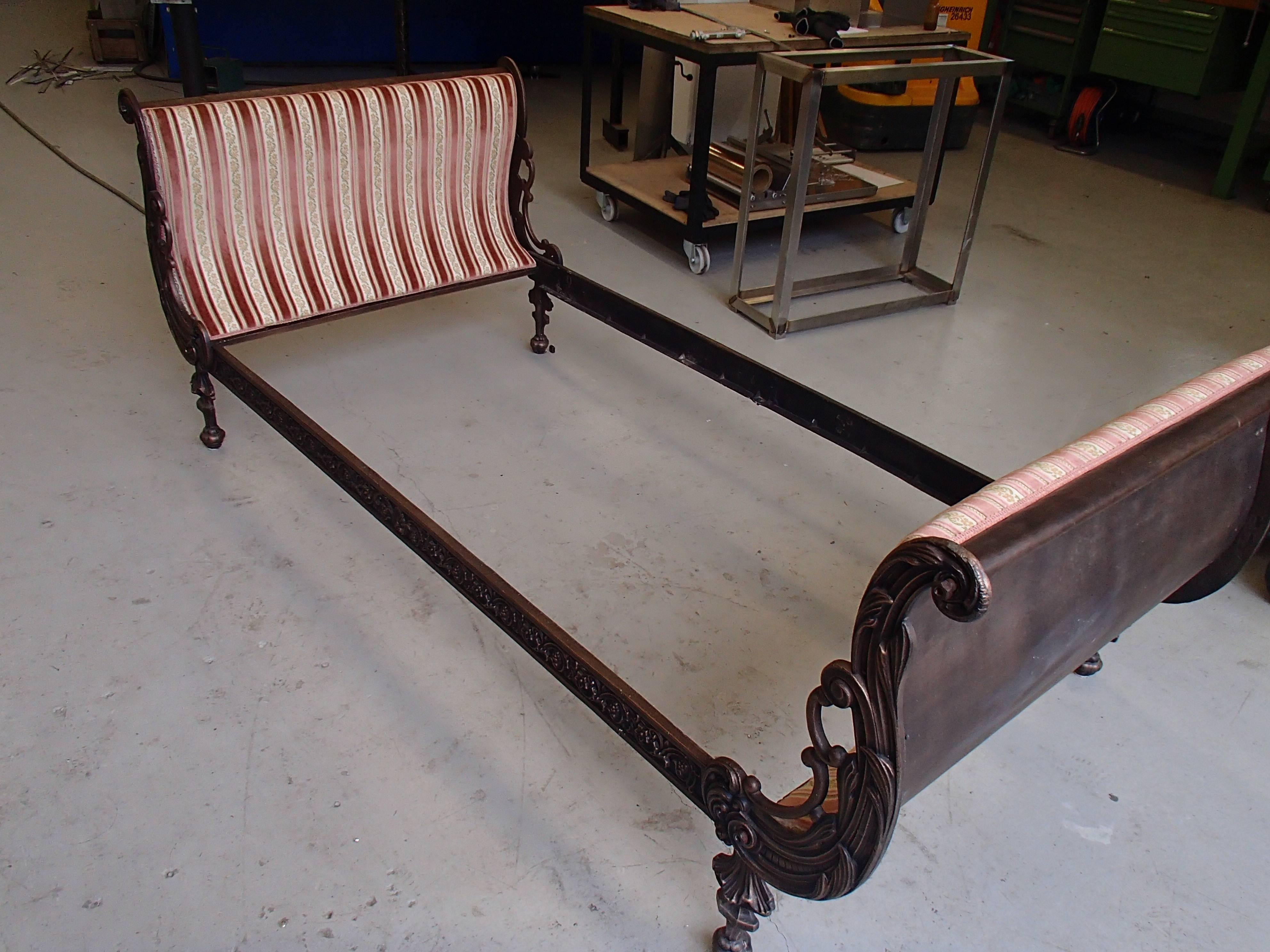 French 19th Century Daybed Cast Iron Completely Restored Copper Patina