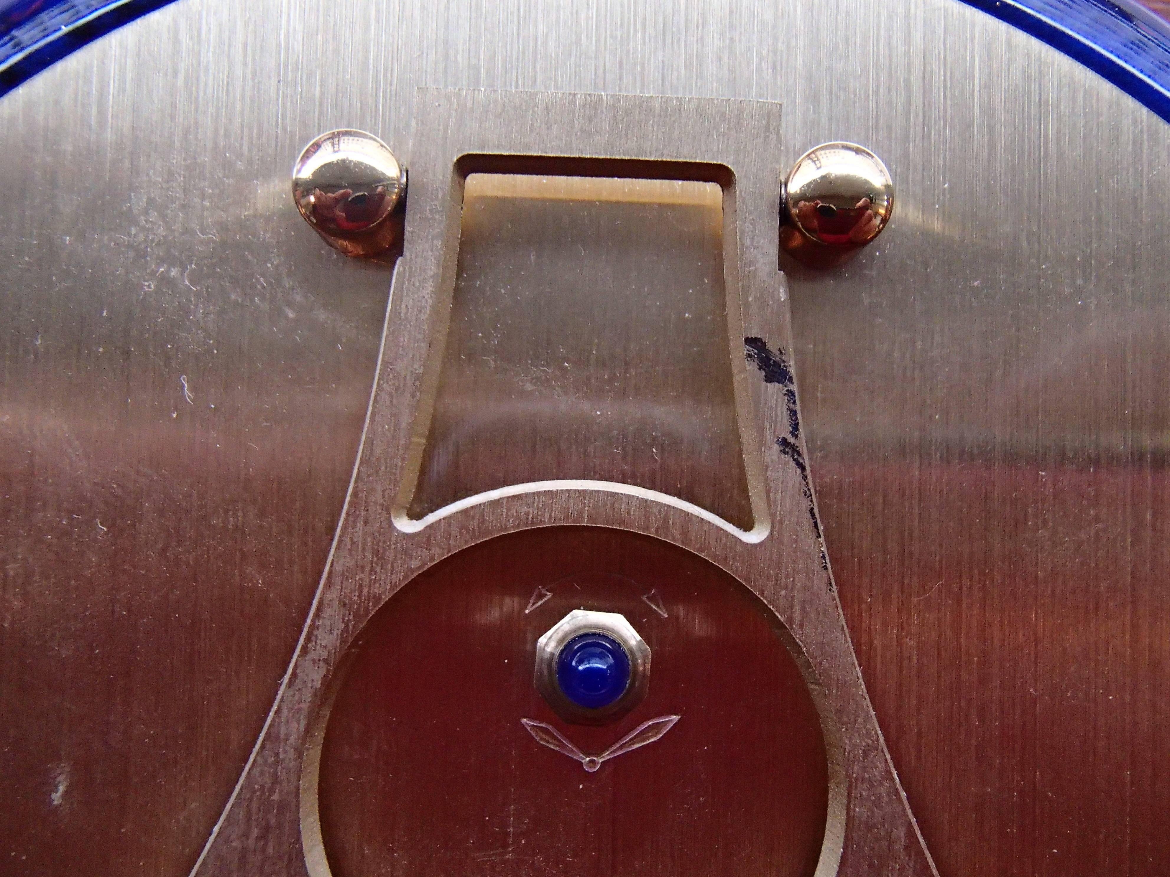 Late 20th Century 1980 This Cartier Art Deco Blue Enamel Table Clock