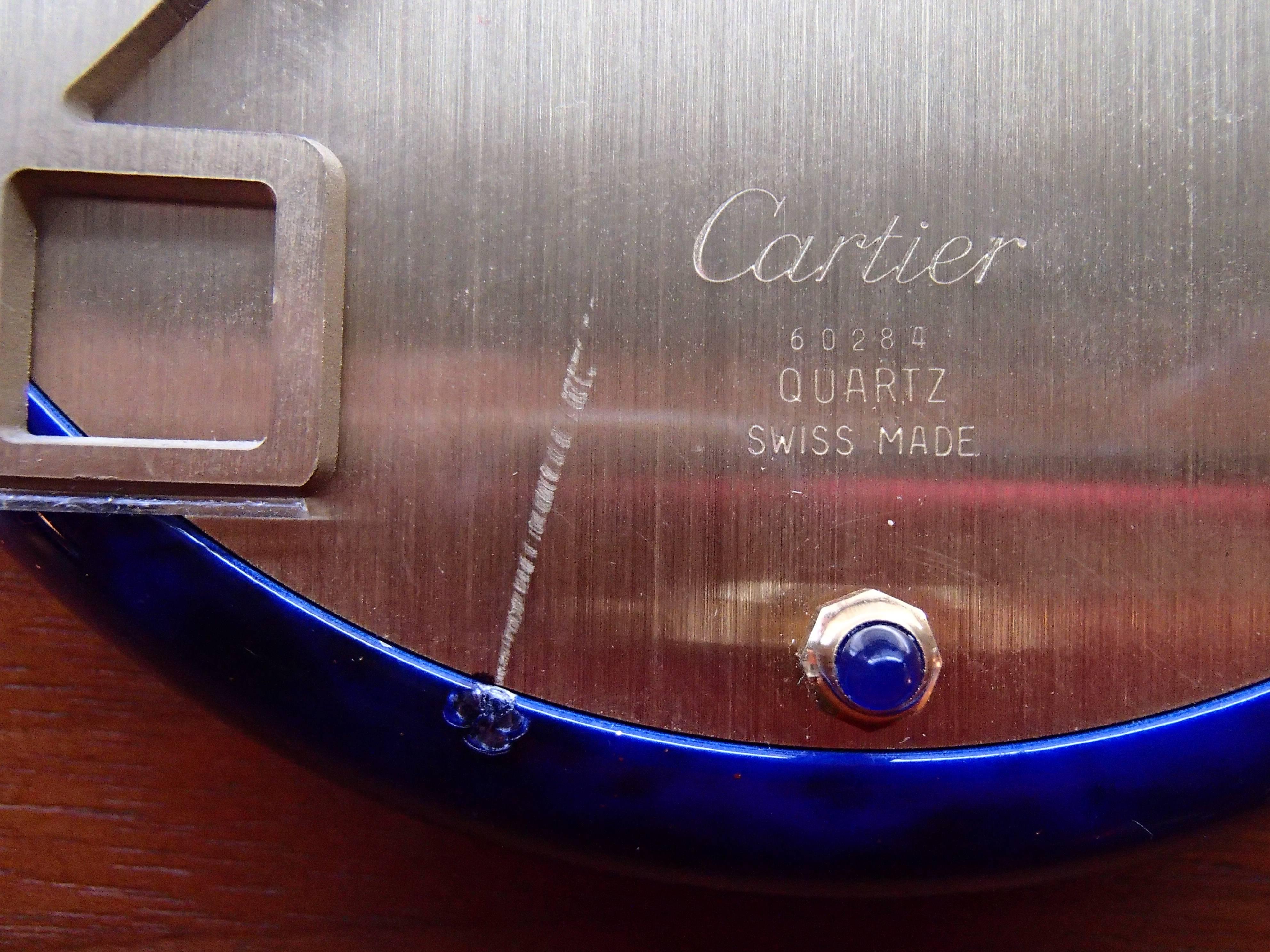 Brass 1980 This Cartier Art Deco Blue Enamel Table Clock