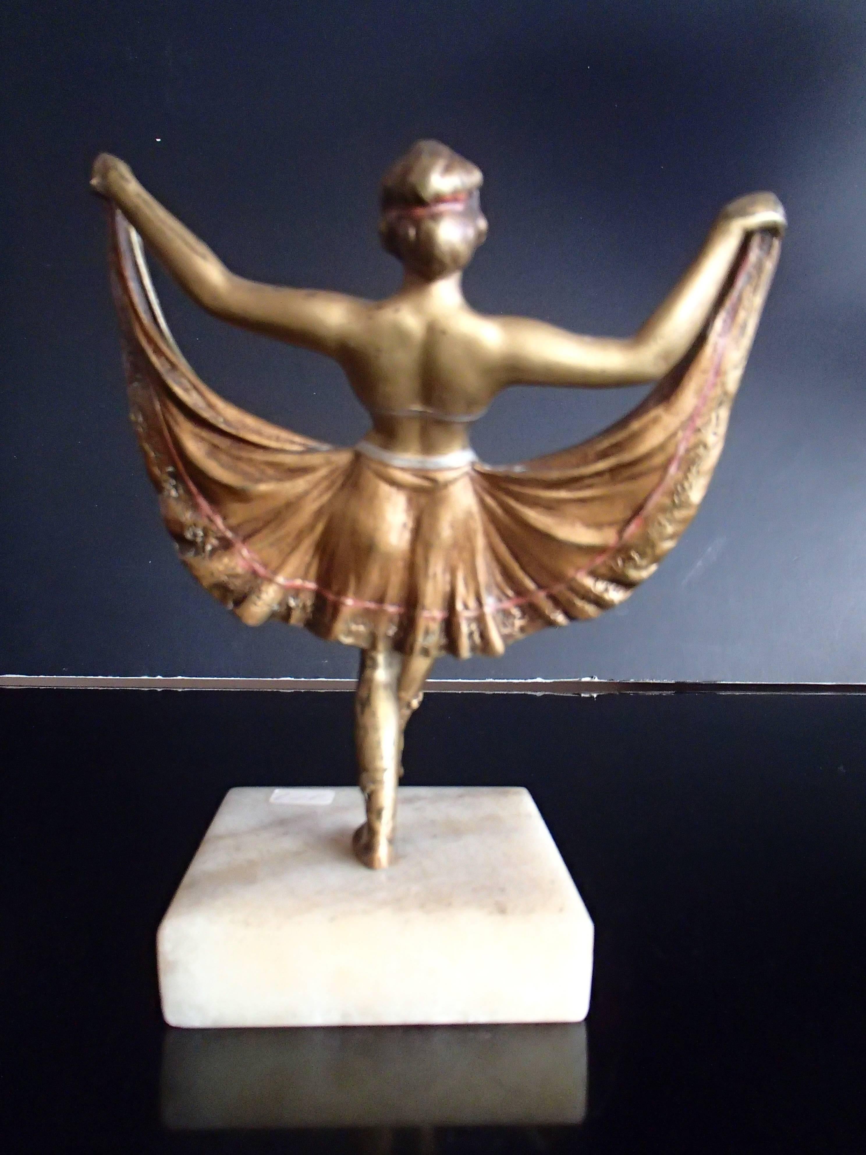 Molded Beautiful Ballerina Bronze Figurine with Magic Skirt