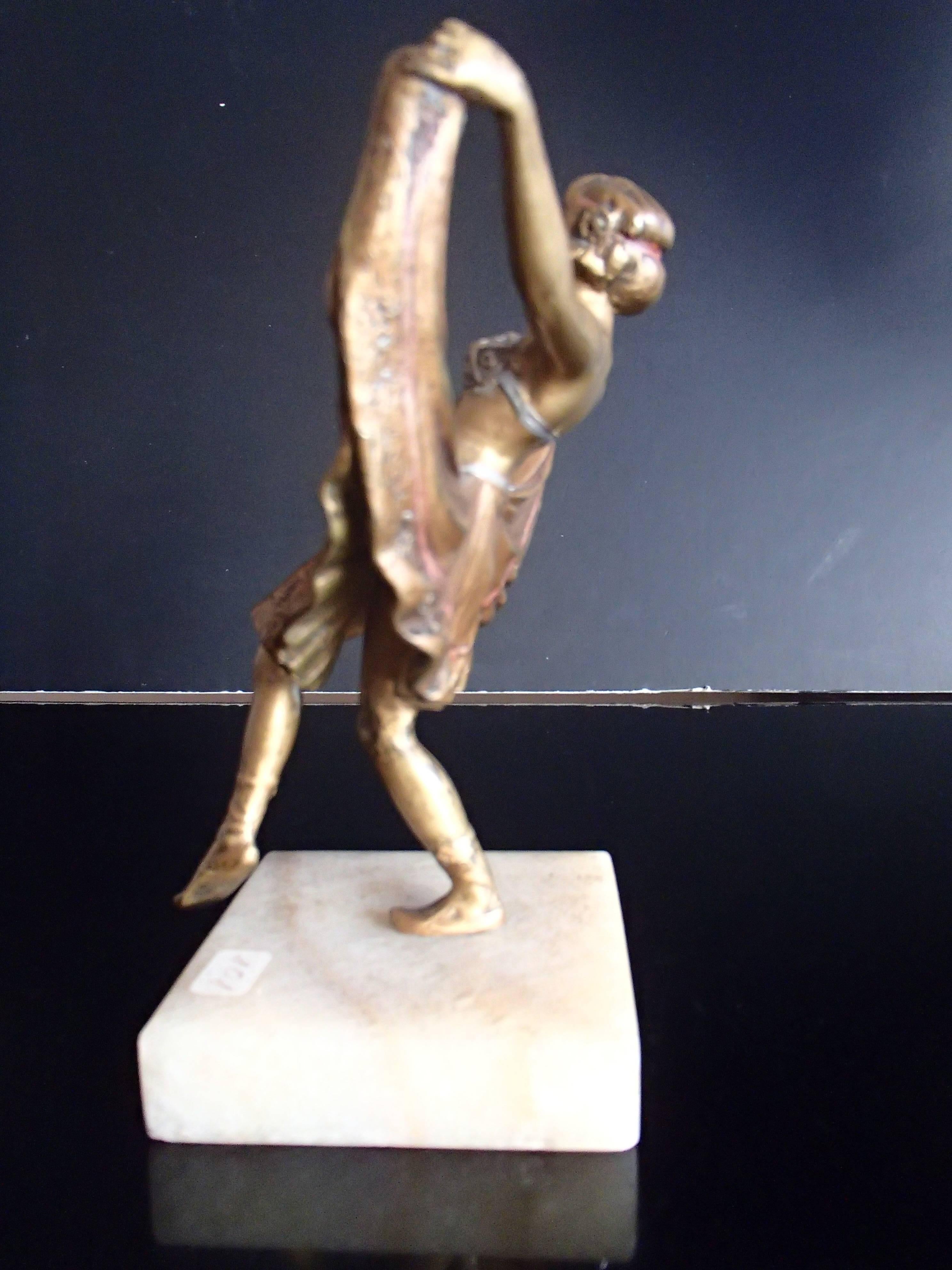 Art Deco Beautiful Ballerina Bronze Figurine with Magic Skirt