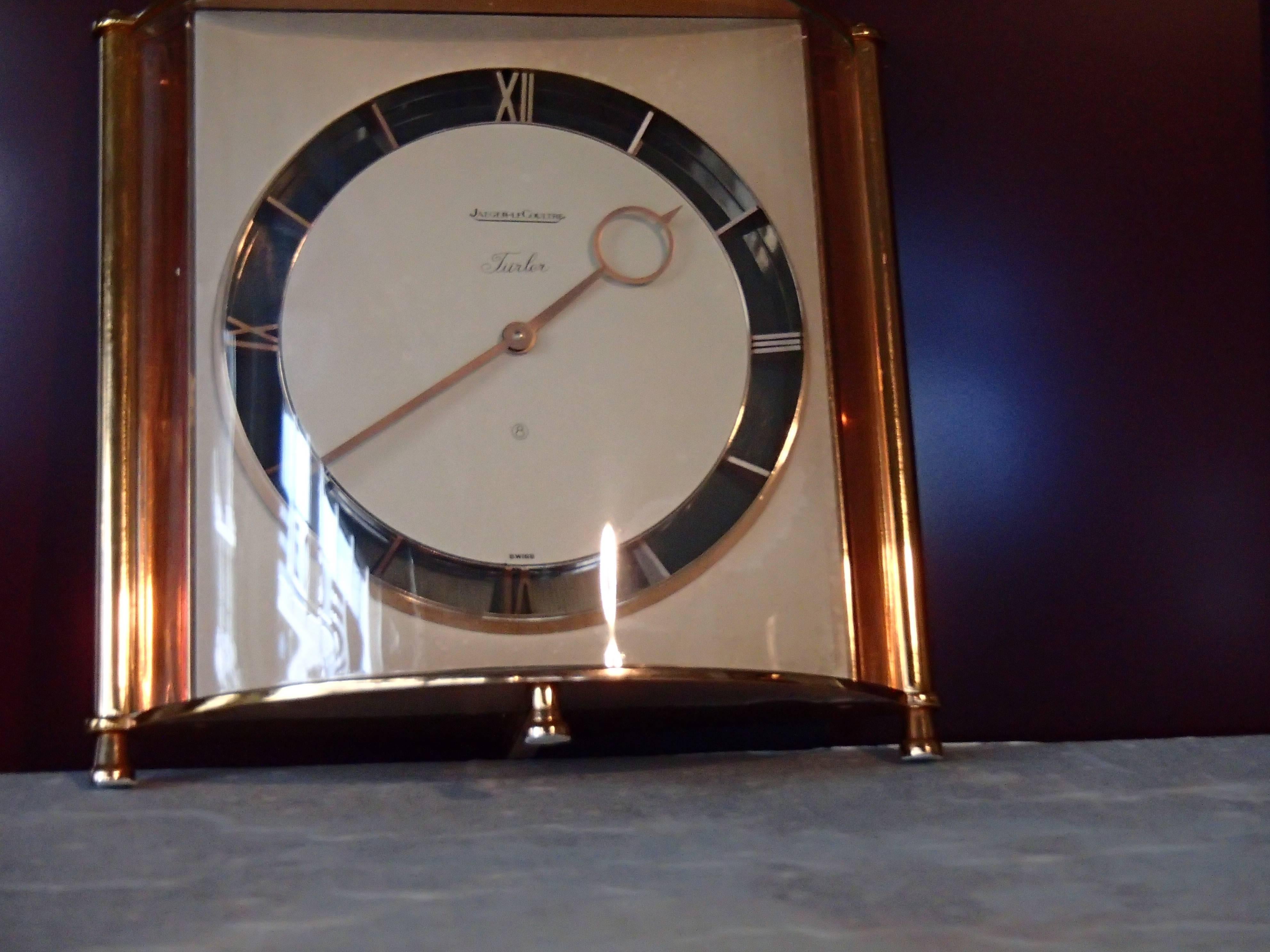 Gold Plate Mid-Century Jaeger-LeCoultre Table Clock