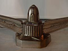 Elegant 1920s Table Lampe Pale Rose Frosted Glass Bronze Nickeled