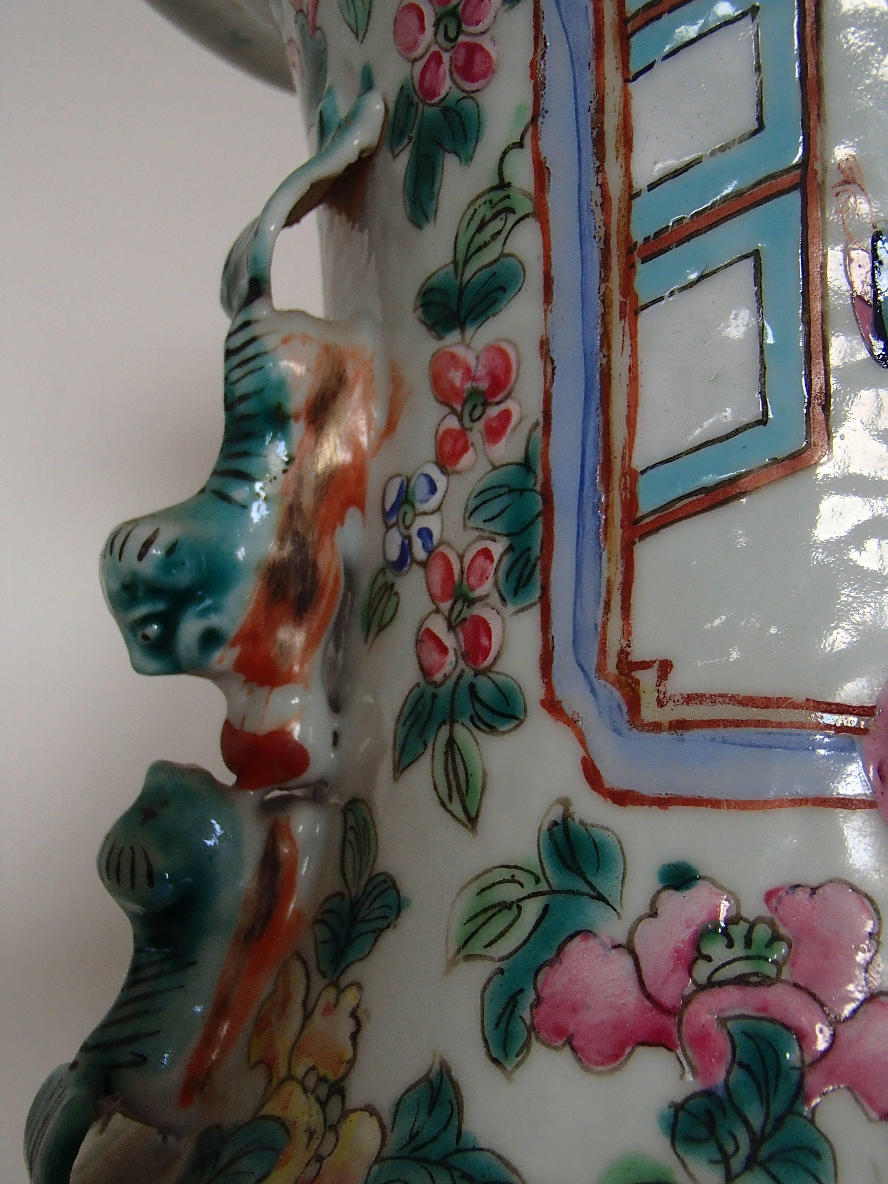 Chinese Export 19th Century Chinese Famille Rose Canton Porcelain Vase