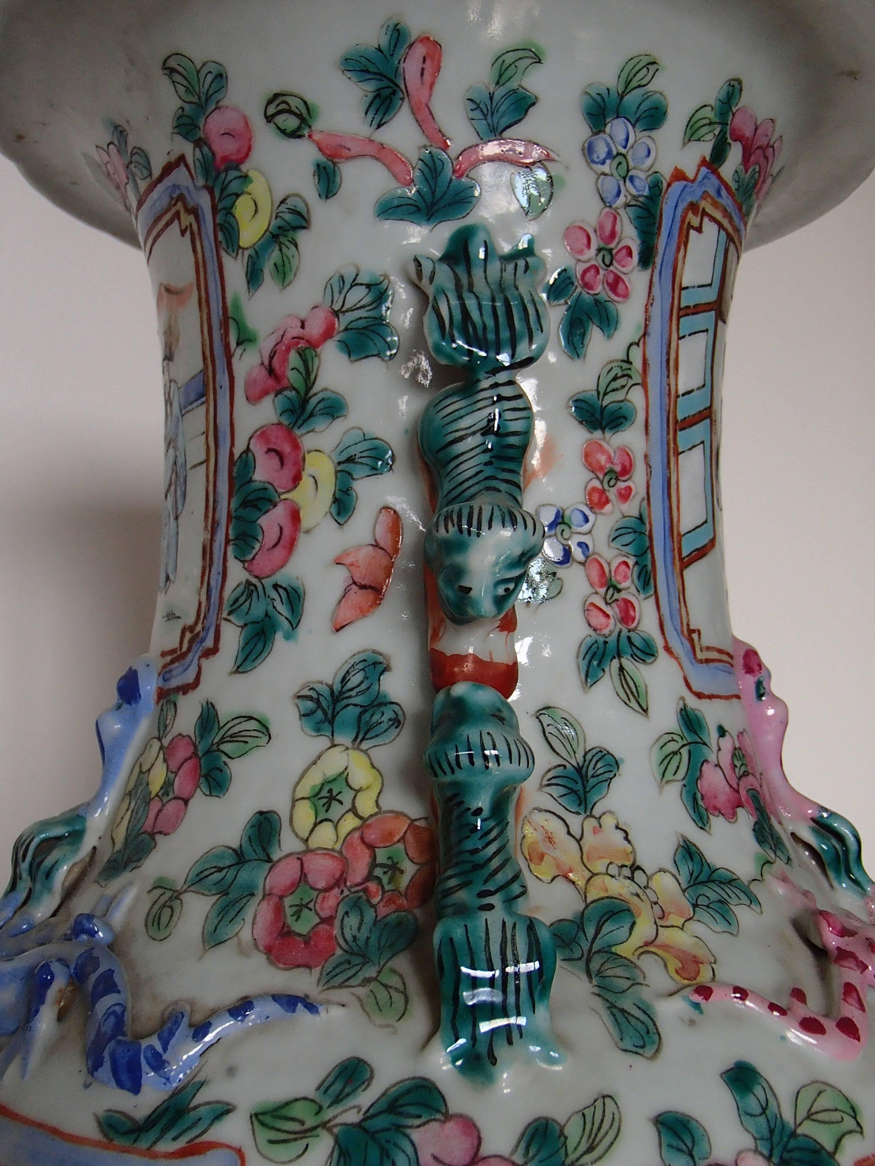 19th Century Chinese Famille Rose Canton Porcelain Vase 2