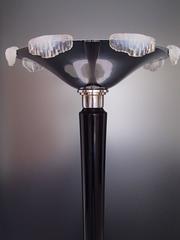 Art Deco Floor Lamp or Torch Chrome with Sabino Glass Parts