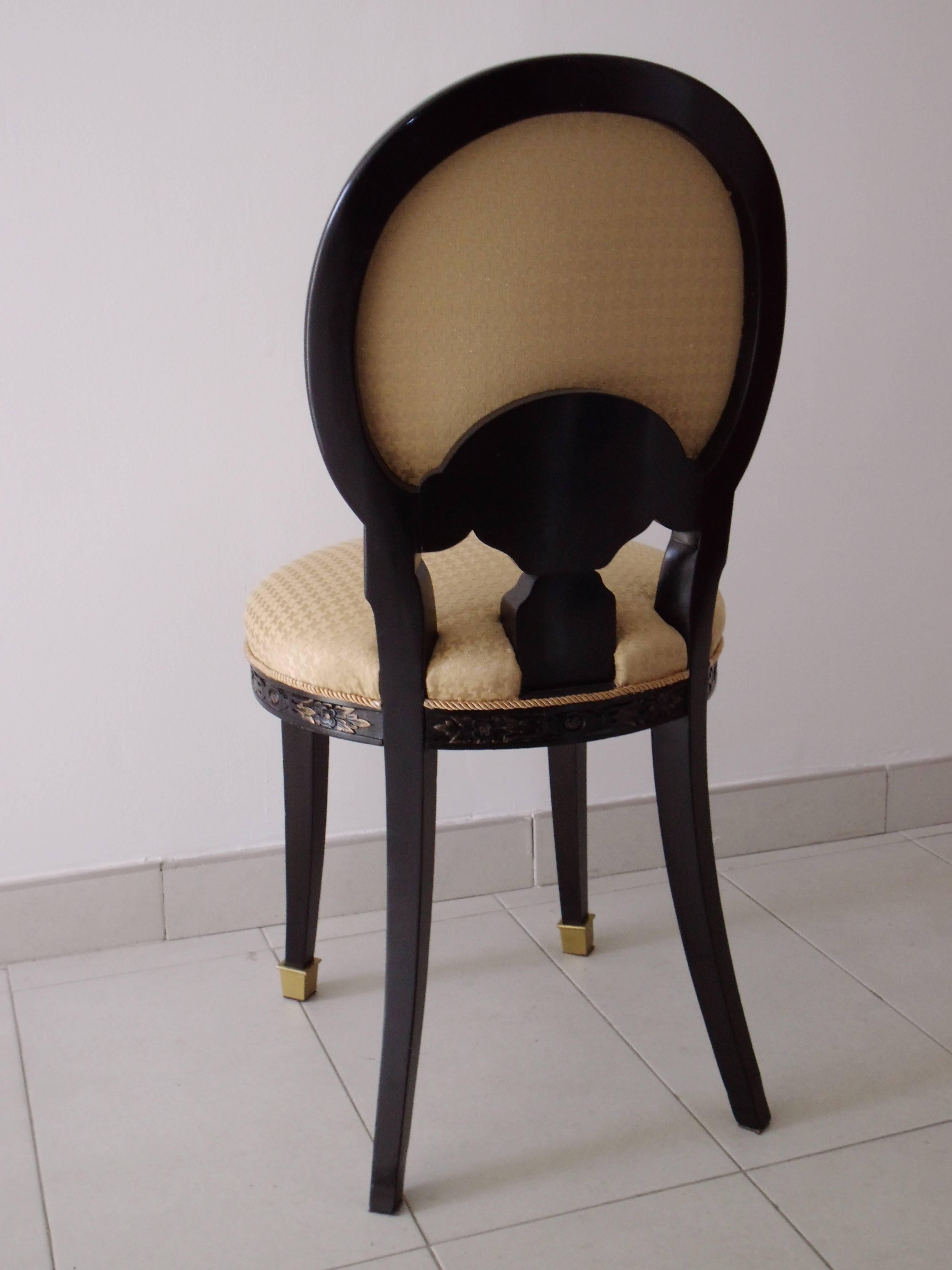 Lacquered 19th Century Single Chair in Black and Yellow For Sale