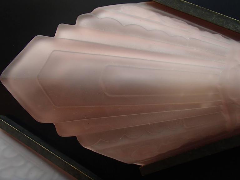 Pair Art Deco Wall Light Pink Frosted Decorative Glass at 1stdibs