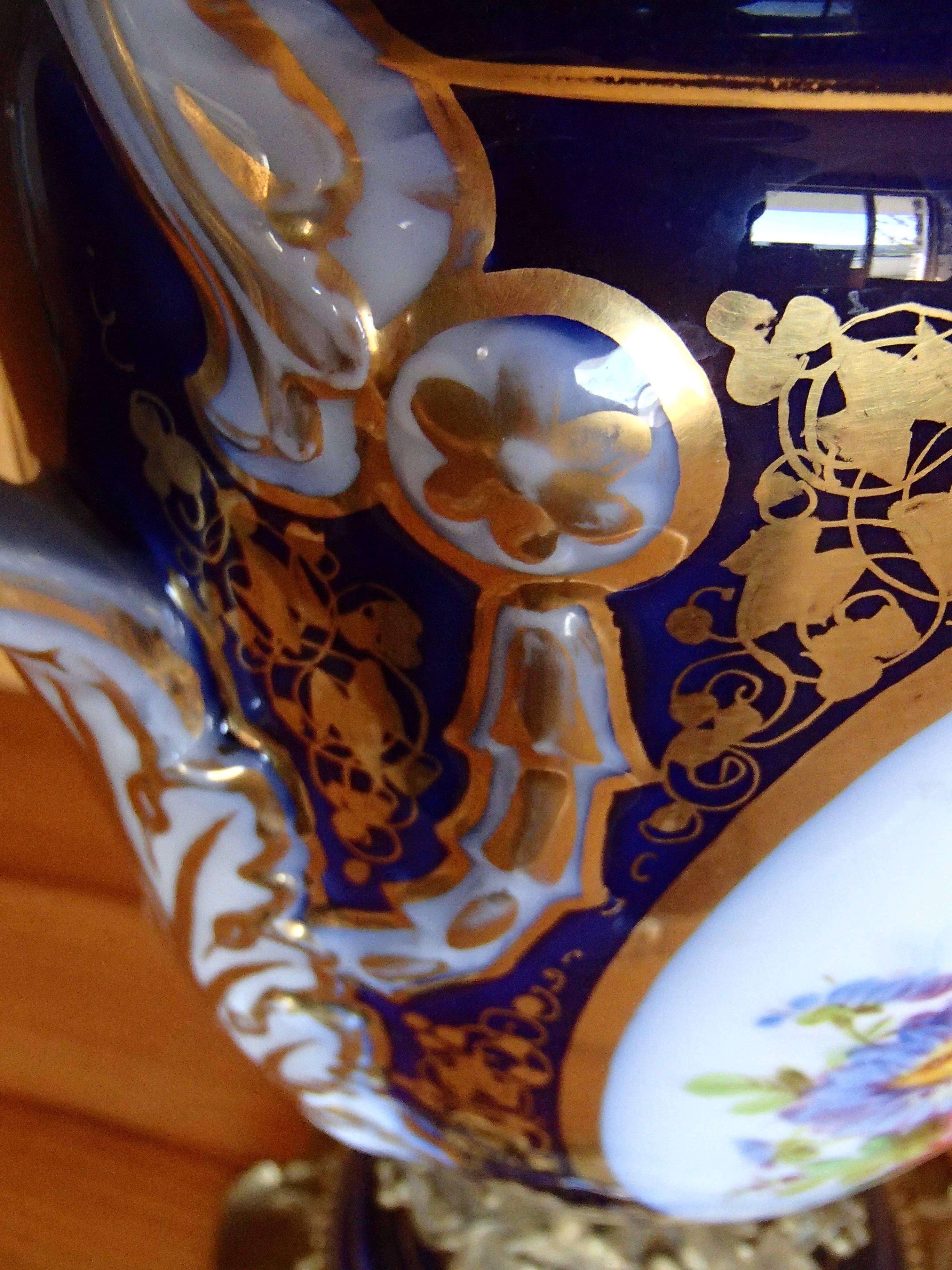Late 19th Century Napoleon III Amphora Shaped Porcelain Sèvre Vase with Bronze Parts For Sale