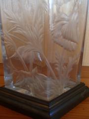 Art Deco Baccarat Vase with Engraved Poppy Flowers Bronze Base Gold-Plated