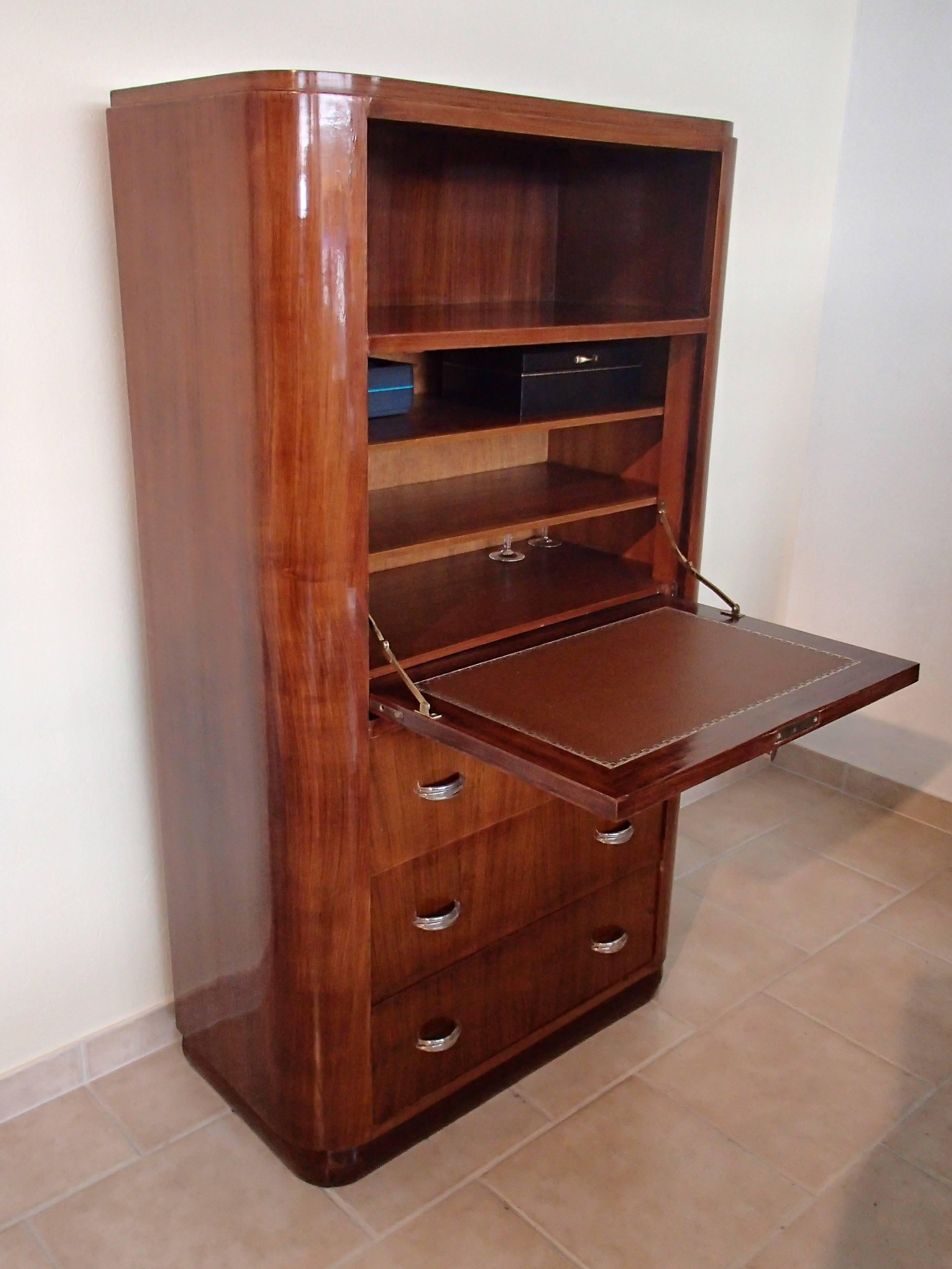 Art Deco Rosewood Secretaire with Three Drawers In Good Condition In Weiningen, CH
