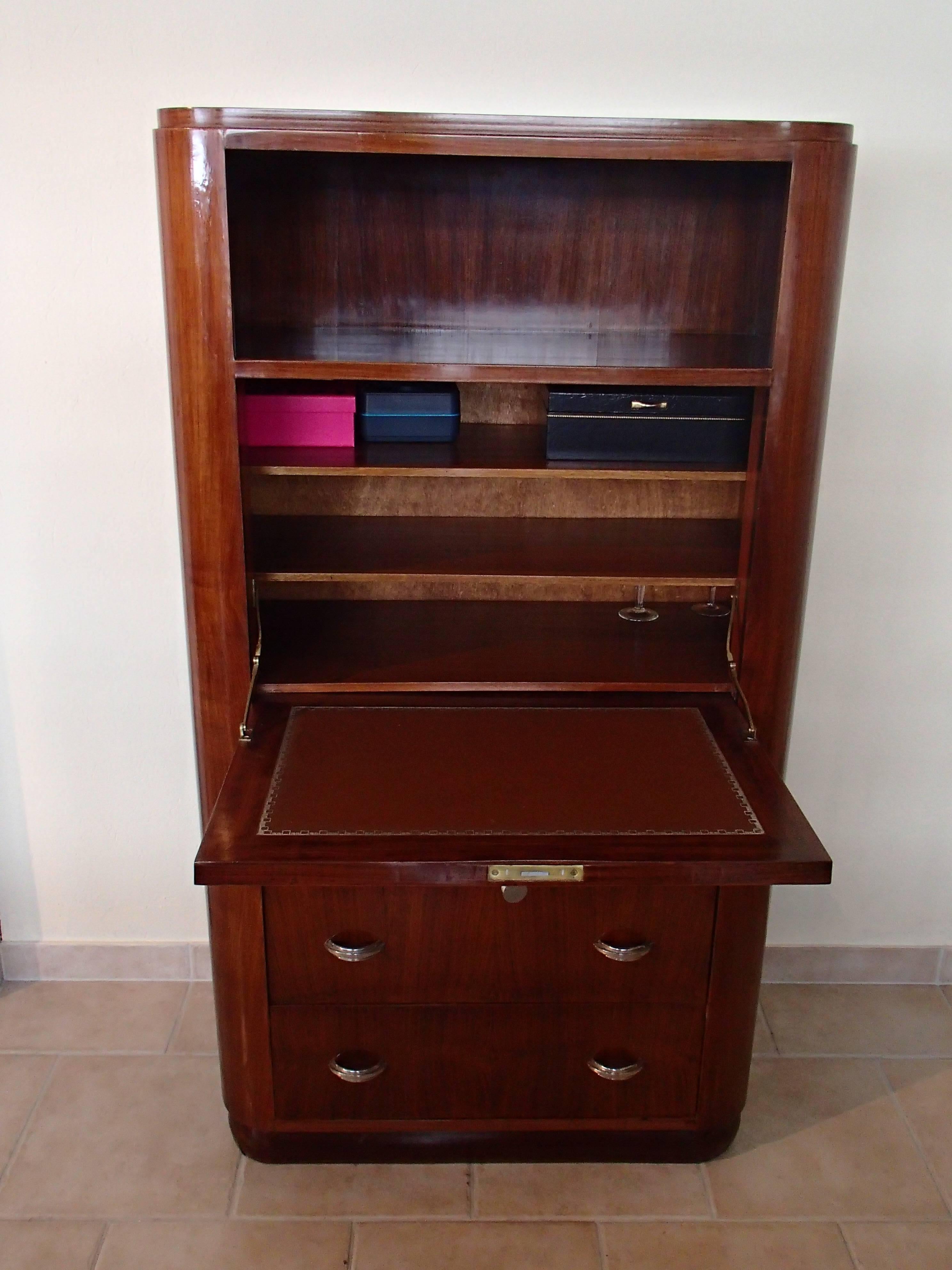 Mid-20th Century Art Deco Rosewood Secretaire with Three Drawers