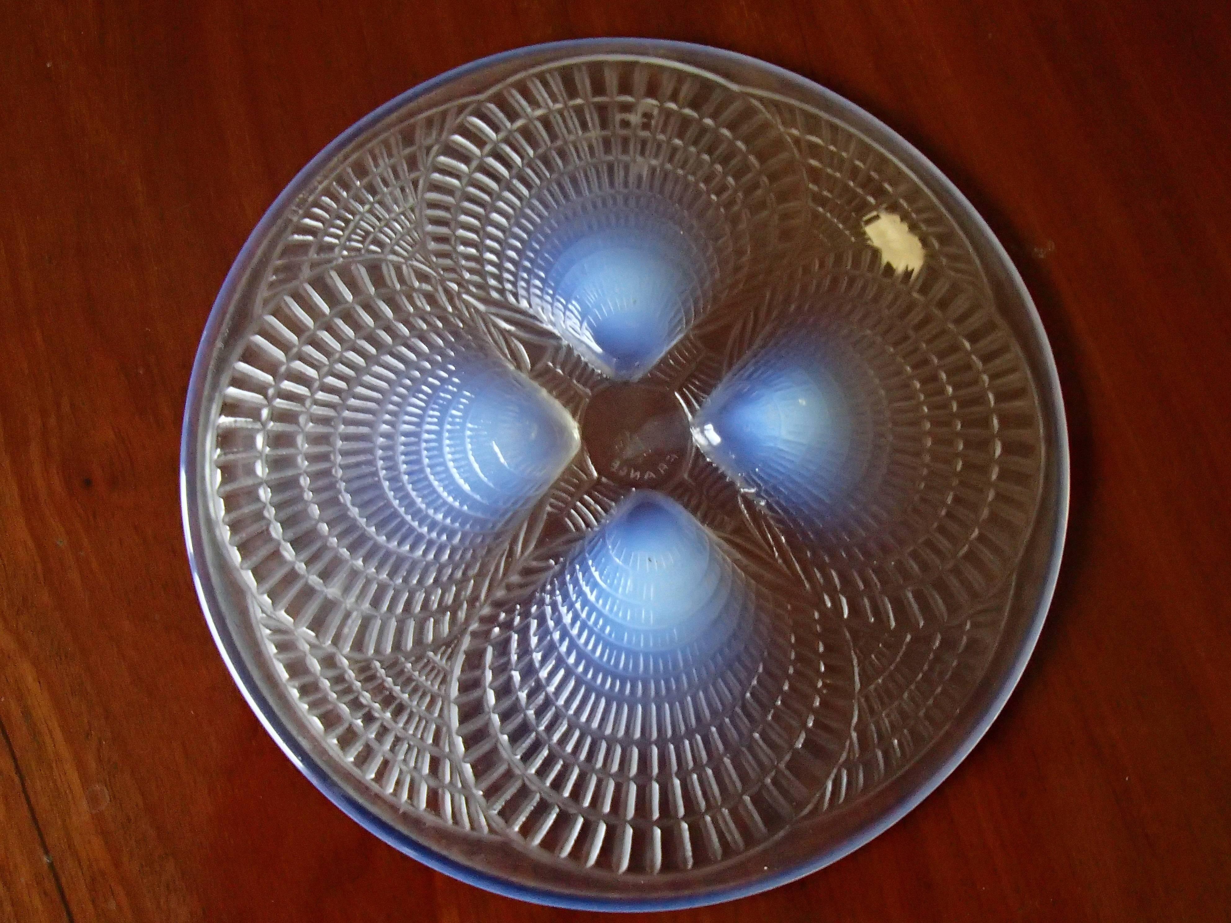 Lalique plate and bowl shells. The bowl is 13 x 5 cm and the plate 16 cm.