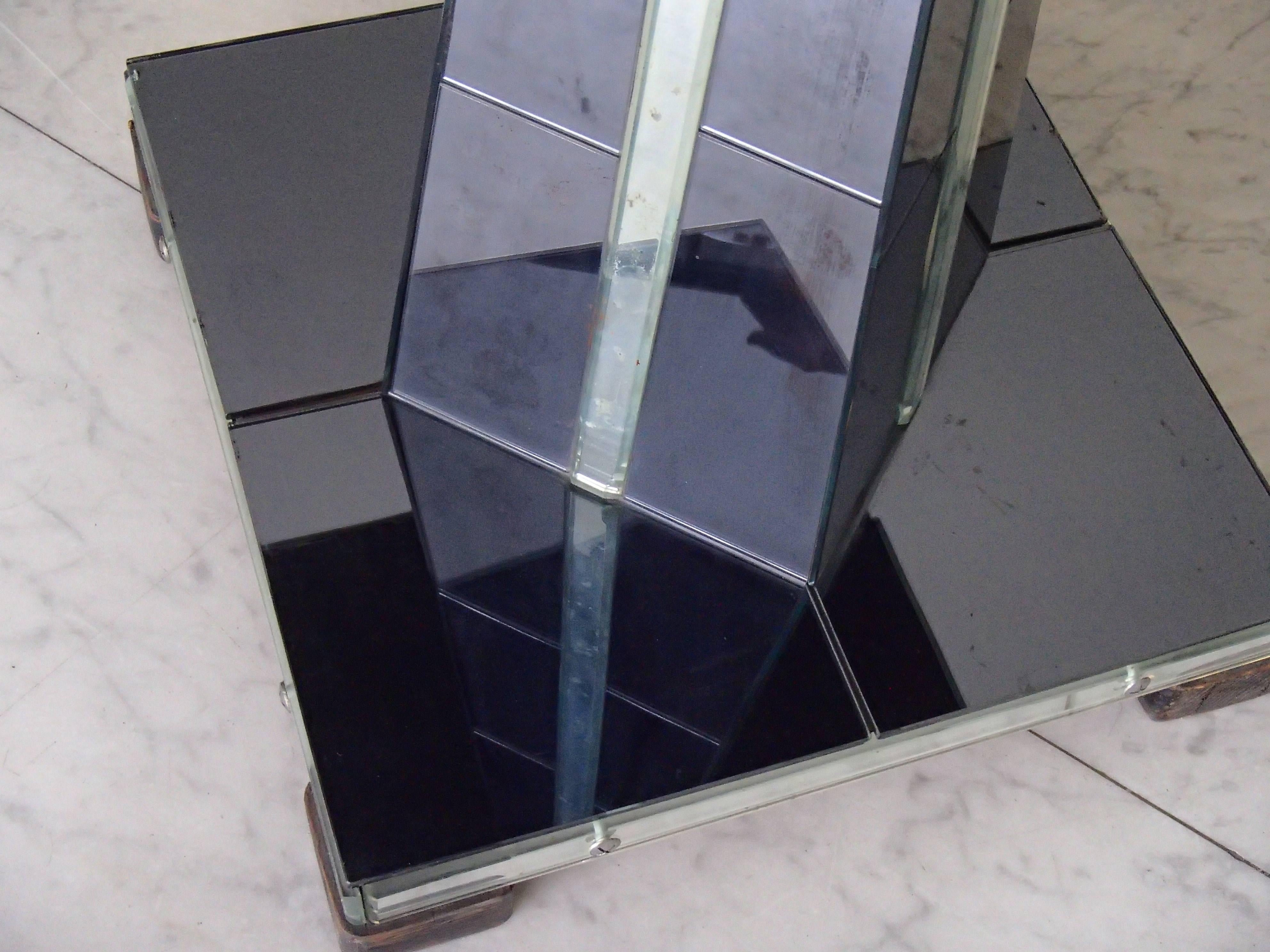 Mid-20th Century Art Deco Engraved Mirror Square Side Table