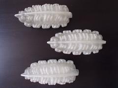 1960 This Three Murano Wall Lights White Satined Glass in Leaf Shape